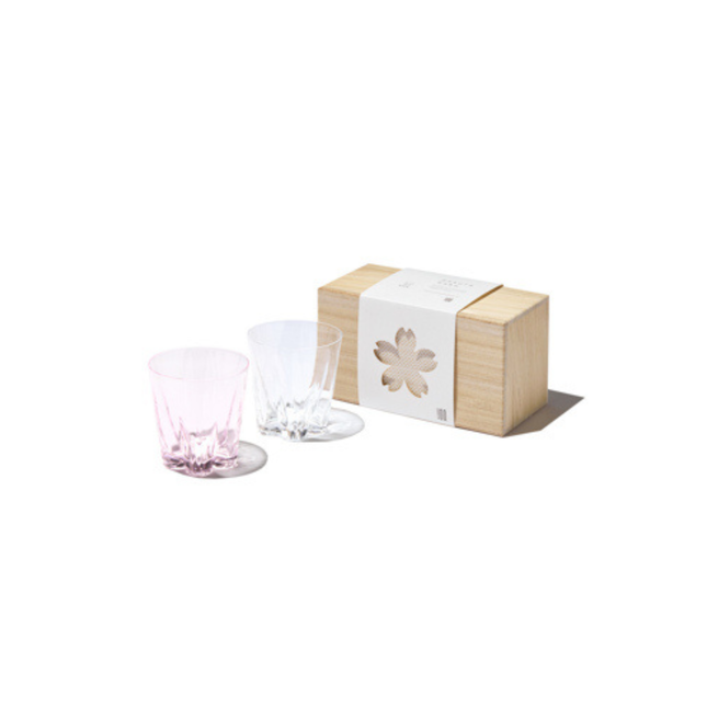 ロックグラス sakurasaku 260ml (クリア・桜色2個セット）